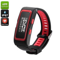 Fitness Tracker Bracelet - Heart Rate, Pedometer, GPS, IP67 Waterproof, Real-Time Altimeter, Pressure, Temperature (Red)